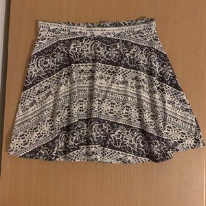 Black and white patterned skater skirt from PacSun